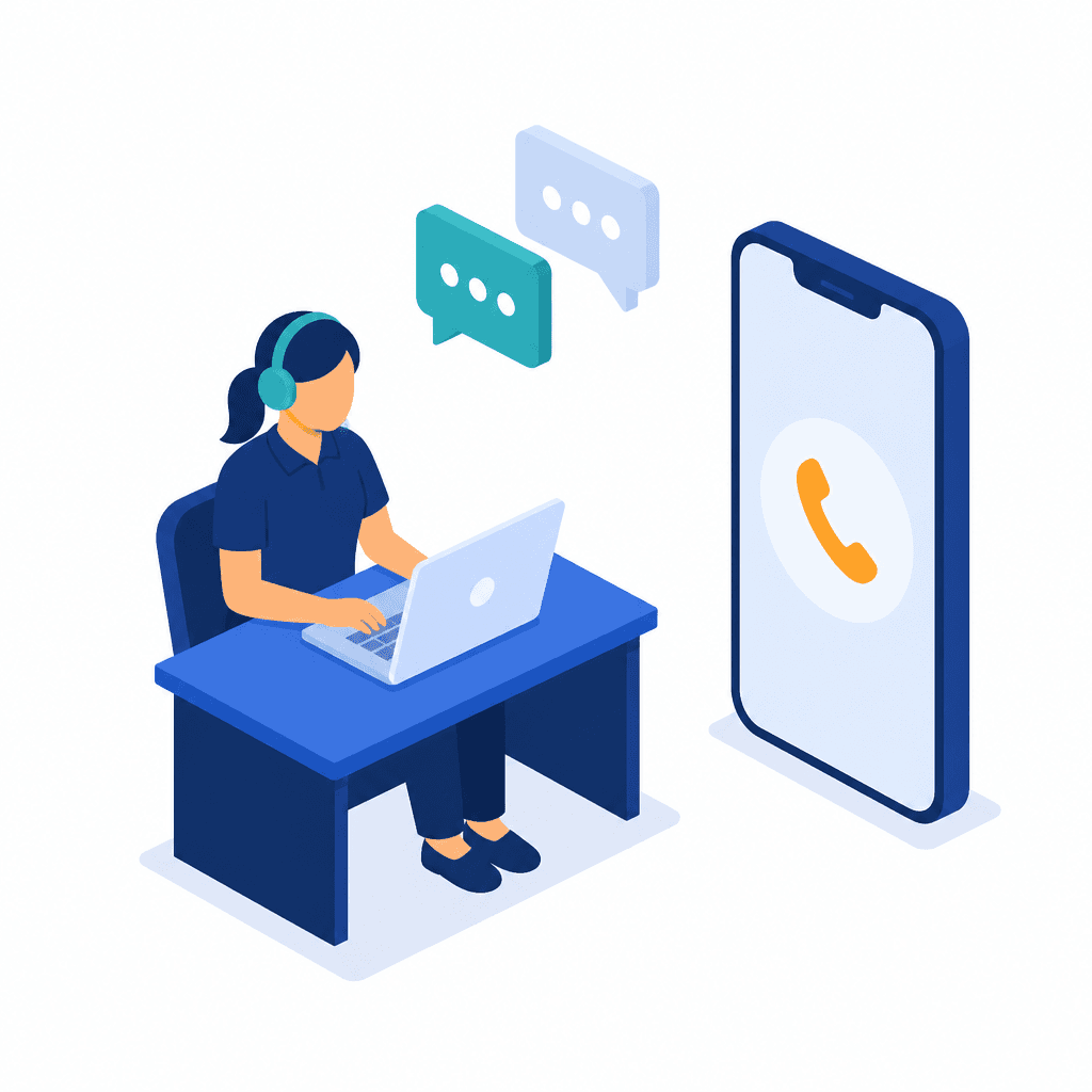 Illustration of a Coastline specialist answering a call